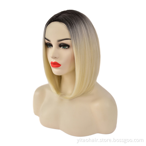 Synthetic Lace Front Hair Wig Blonde Long Straight Razer French Style  Technique Wave Color Small Weight Material Silky Brown
